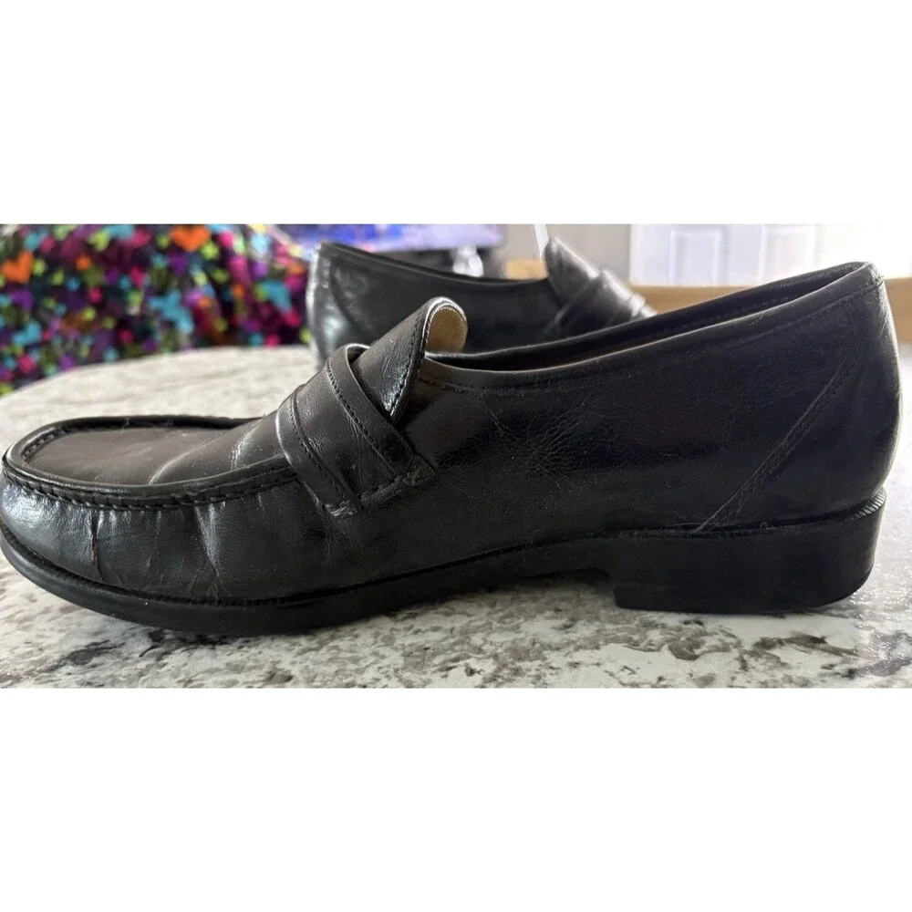 BOSTONIAN MENS LEATHER LOAFERS DRESS SHOES BLACK 9.5 MENS